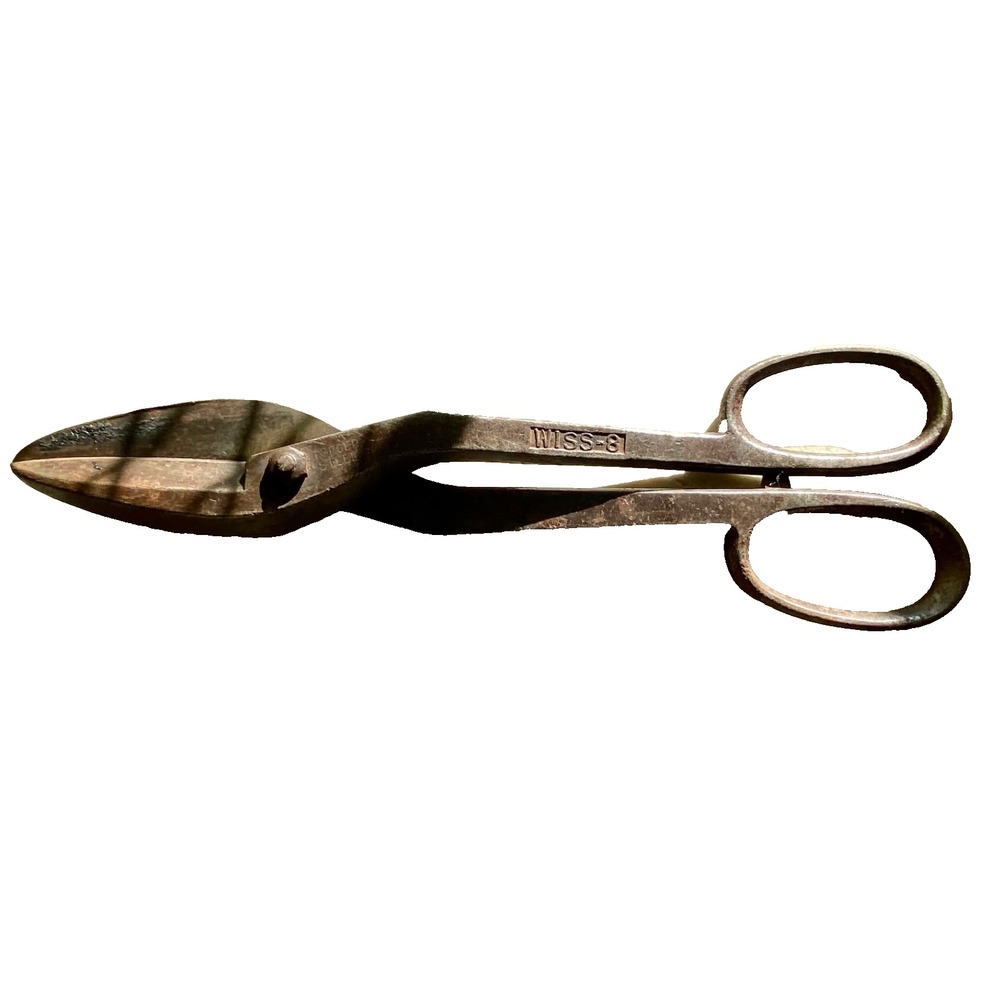 Vintage Antique Wiss 8 Tin Snips Forged Steel 14" Shears USA Metal Cutters GUC